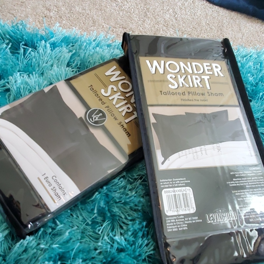 new set of 2 wonder skirt euro pillow shams black